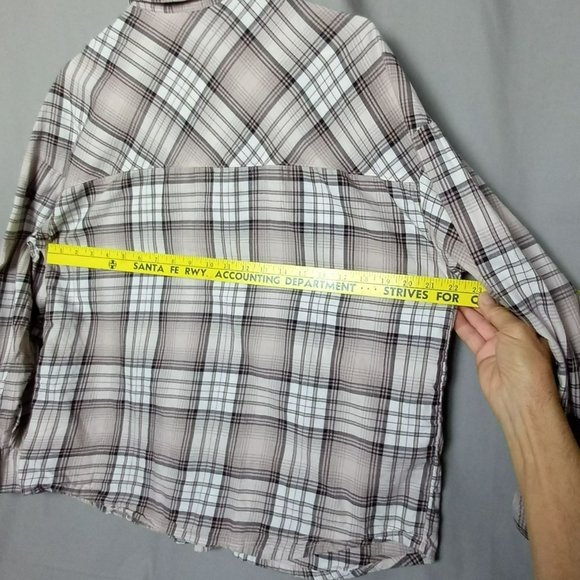 H&M Divided Plaid Long Sleeve 100% Soft Cotton Button Up‎ Beige Brown Collar XS - Picture 4 of 12